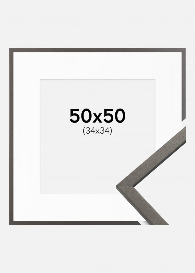 Cadre Edsbyn Graphite 50x50 cm - Passe-partout Blanc 35x35 cm