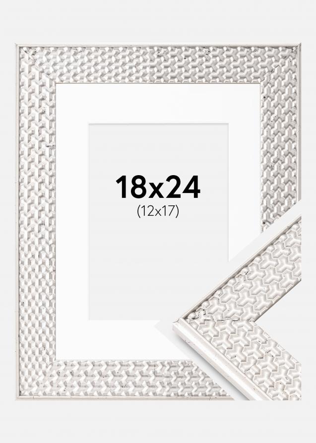 Cadre Grace Argent 18x24 cm - Passe-partout Blanc 13x18 cm