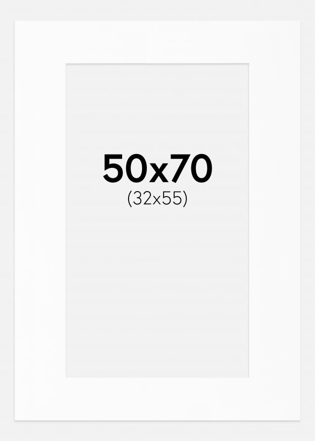 Passe-partout Blanc Standard (noyau blanc) 50x70 cm (32x55)