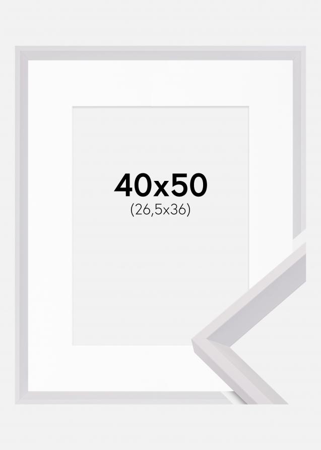 Cadre Globe Blanc 40x50 cm - Passe-partout Blanc 27,5x37 cm