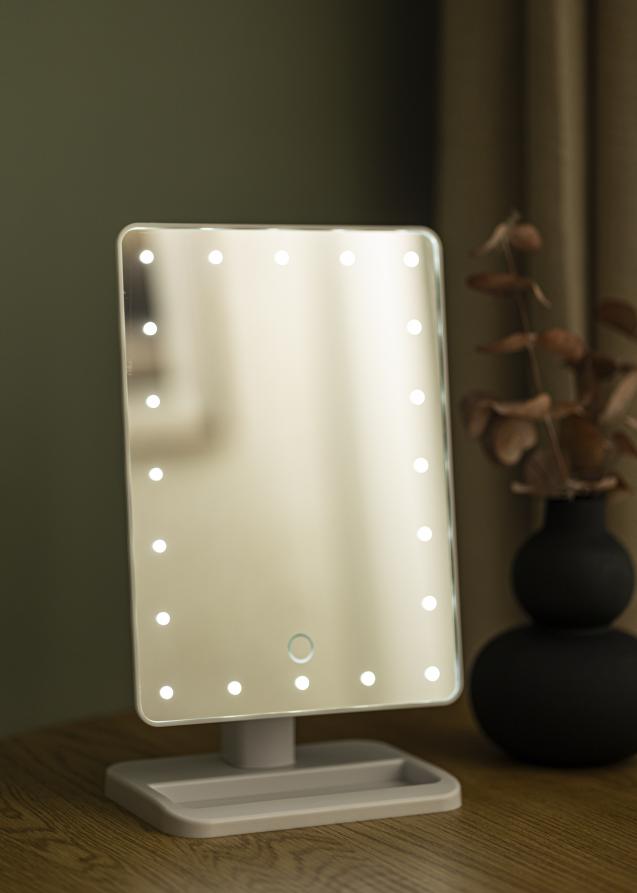 KAILA Miroir de maquillage LED m. Haut-parleur Bluetooth Blanc 18x30 cm