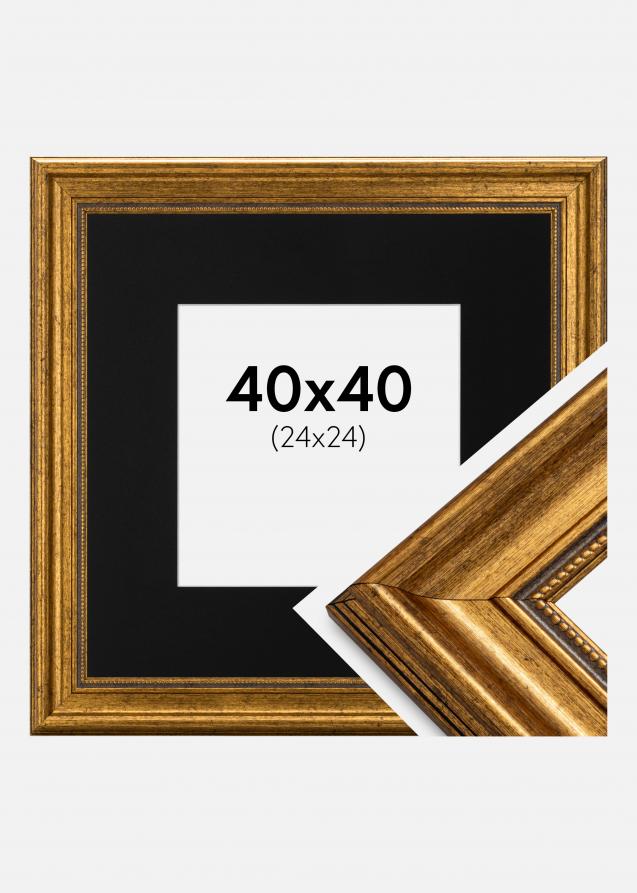 Cadre Rococo Or 40x40 cm - Passe-partout Noir 25x25 cm