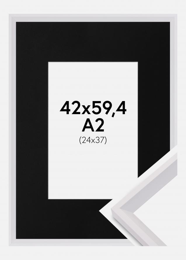 Cadre Globe Blanc 42x59,4 cm (A2) - Passe-partout Noir 25x38 cm