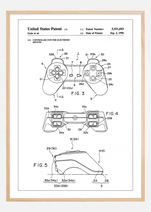 Patent Print - Game Controller II - White Poster
