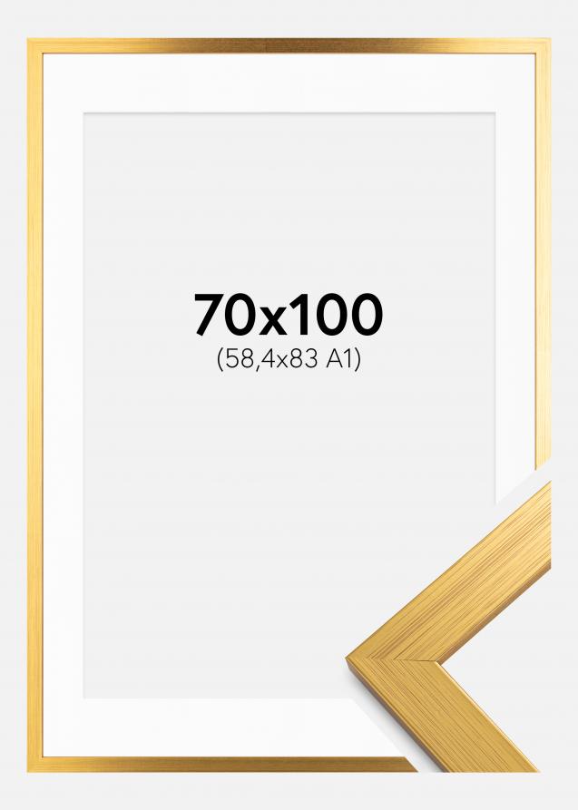 Cadre Gold Wood 70x100 cm - Passe-partout Blanc 59,4x84 cm (A1)