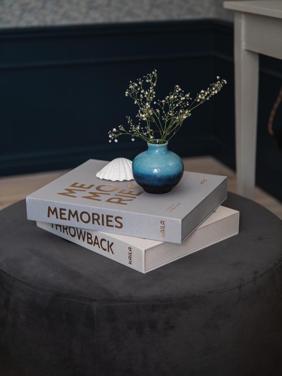 KAILA MEMORIES Grey - Coffee Table Photo Album (60 Pages Noires / 30 Feuilles)