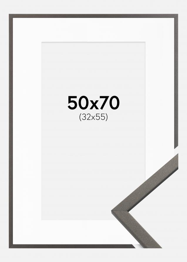 Cadre Edsbyn Graphite 50x70 cm - Passe-partout Blanc 33x56 cm