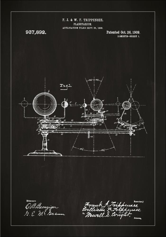 Dessin de brevet - Plantarium - Noir Poster