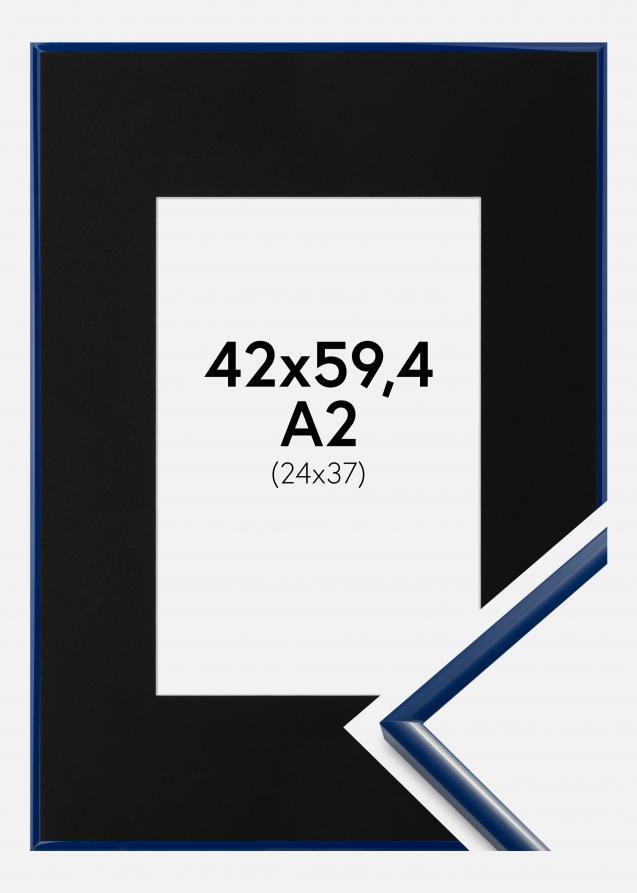 Cadre New Lifestyle Bleu 42x59,4 cm (A2) - Passe-partout Noir 25x38 cm