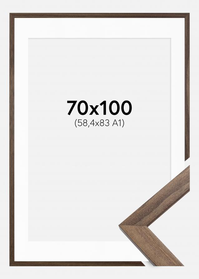 Cadre Stilren Noyer 70x100 cm - Passe-partout Blanc 59,4x84 cm(A1)