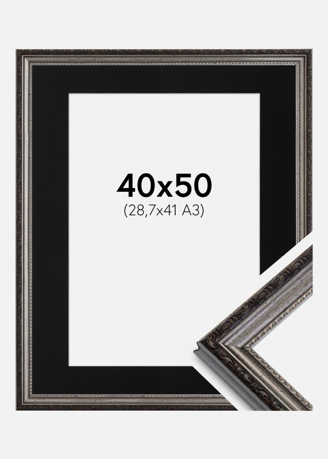 Cadre Abisko Argent 40x50 cm - Passe-partout Noir 29,7x42 cm