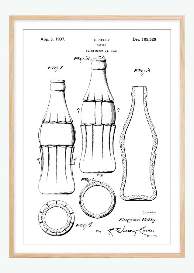 Dessin de brevet - Bouteille Coca Cola - Poster