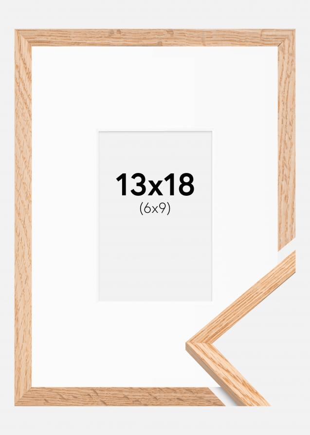 Cadre Mince Chêne 13x18 cm - Passe-partout Blanc 7x10 cm
