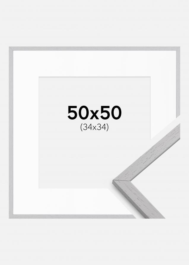 Cadre Edsbyn Grey 50x50 cm - Passe-partout Blanc 35x35 cm