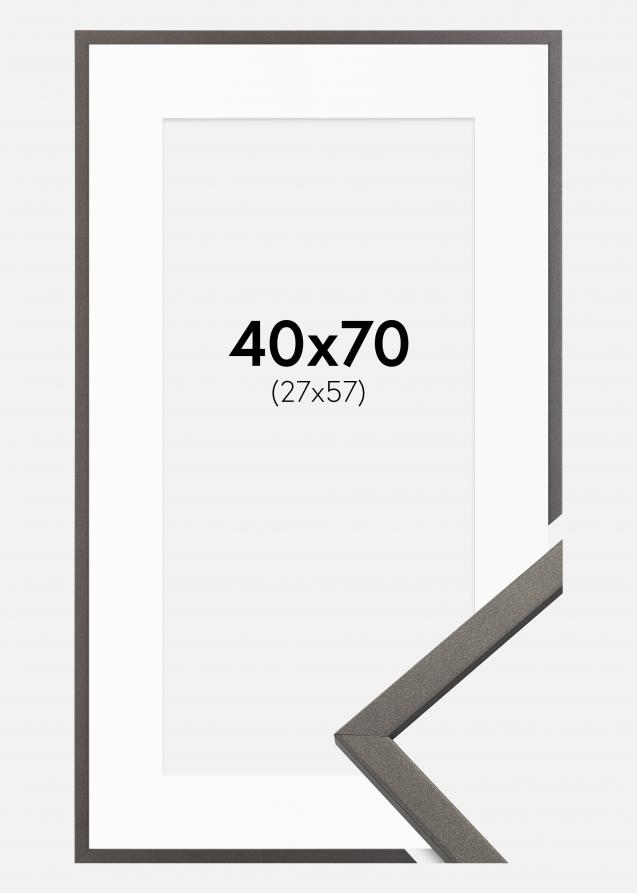Cadre Edsbyn Graphite 40x70 cm - Passe-partout Blanc 28x58 cm