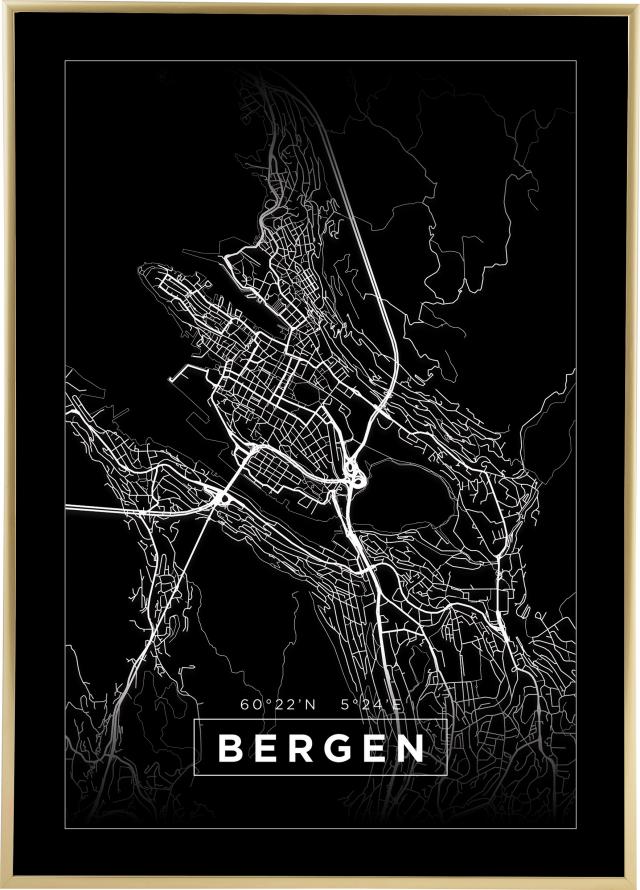 Map - Bergen - Black