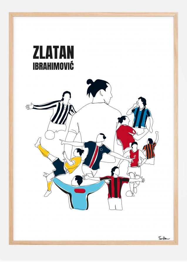 History Of Zlatan With Name And-Colours Poster