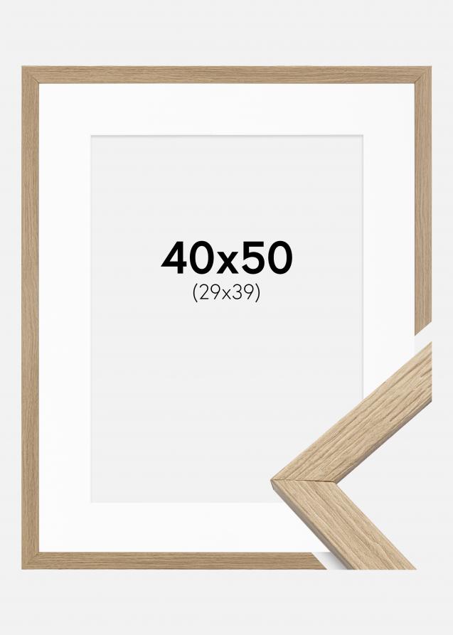 Cadre Stilren Verre acrylique Chêne 40x50 cm - Passe-partout Blanc 30x40 cm