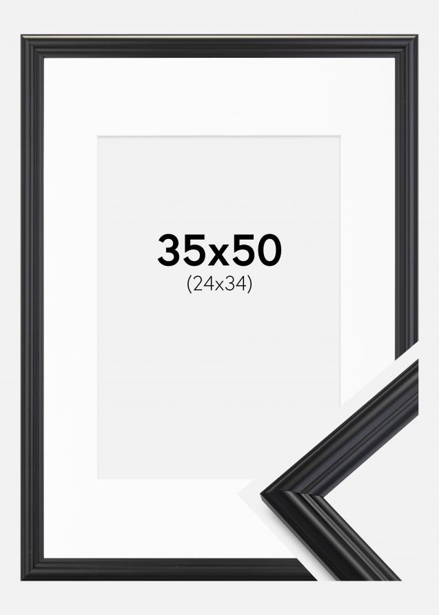 Cadre Siljan Noir 35x50 cm - Passe-partout Blanc 25x35 cm