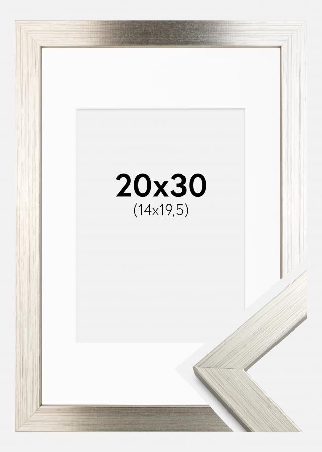 Cadre Silver Wood 20x30 cm - Passe-partout Blanc 15x21 cm (A5)