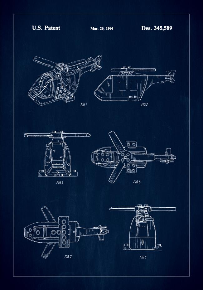 Patent Print - Lego Helicopter - Blue Poster