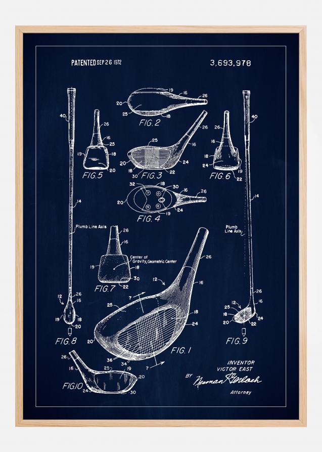 Patent Print - Golf Club - Blue Poster