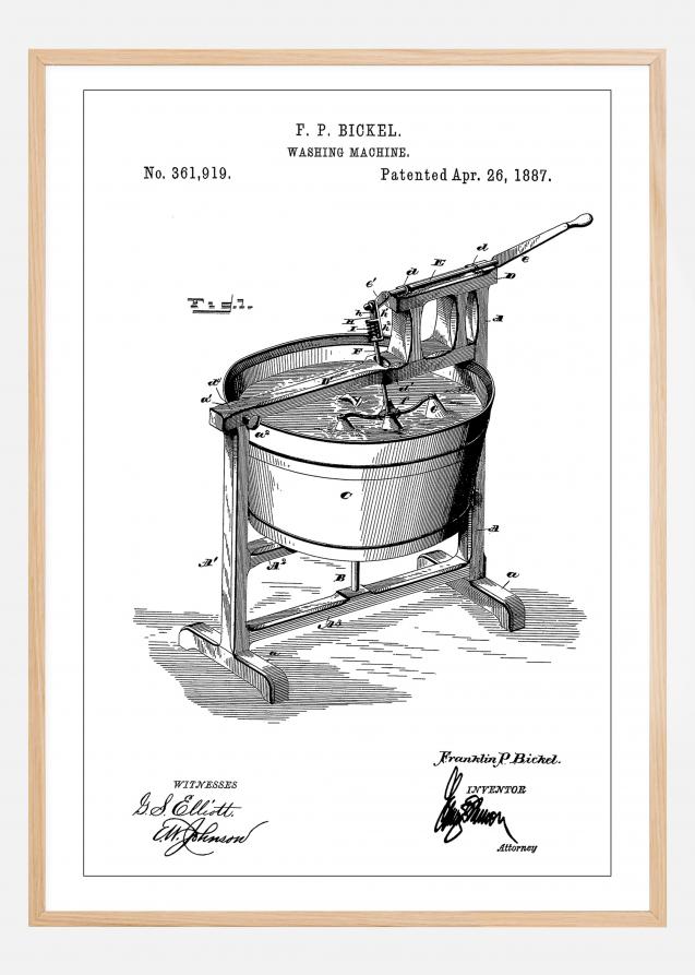Patent Print - Washing Machine - White Poster