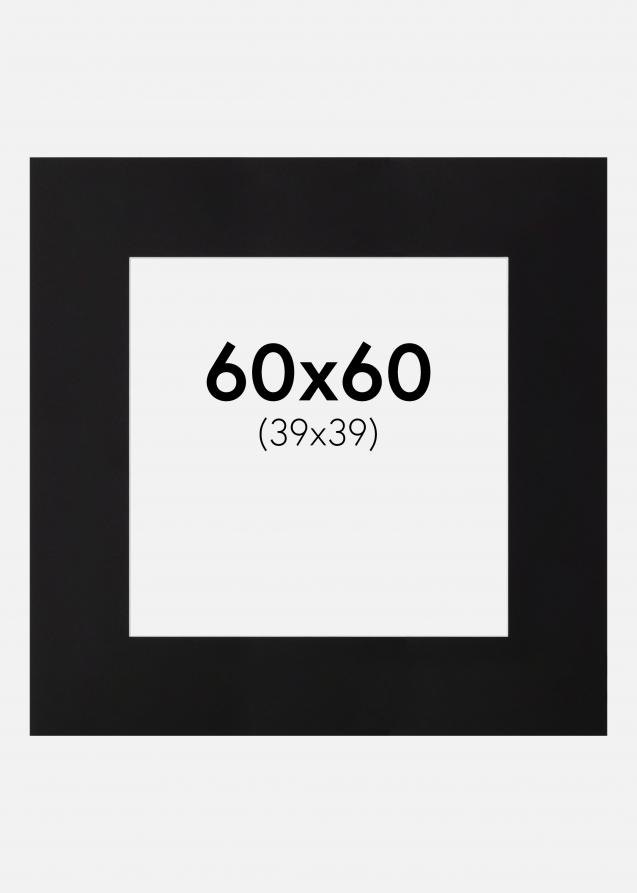 Passe-partout XL Noir (noyau blanc) 60x60 cm (39x39)