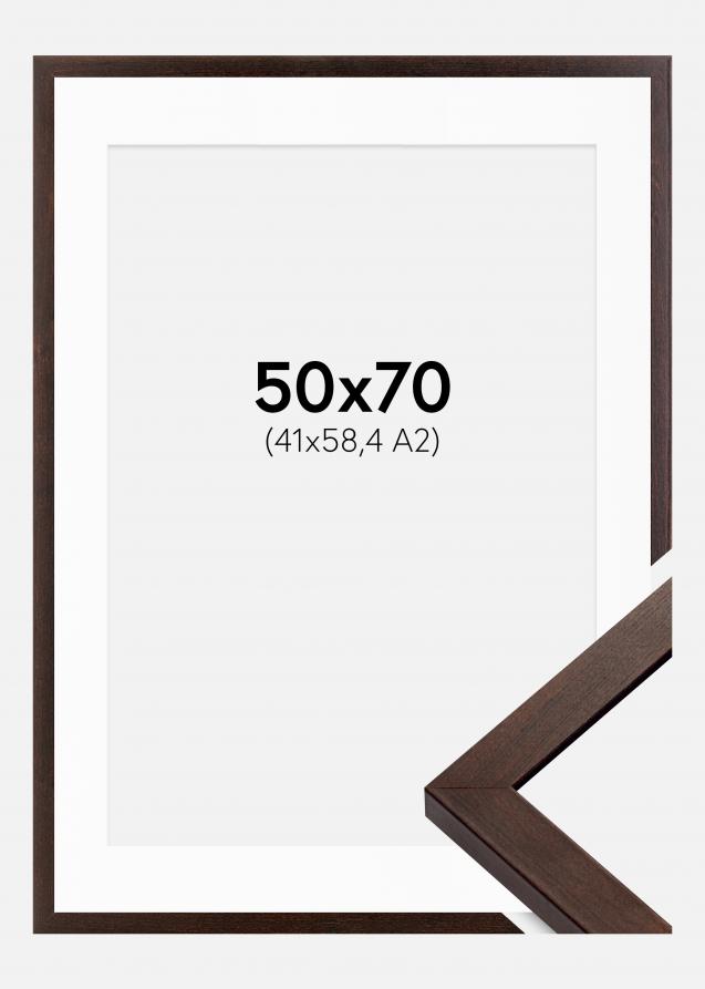 Cadre Selection Noyer 50x70 cm - Passe-partout Blanc 42x59,4 cm (A2)