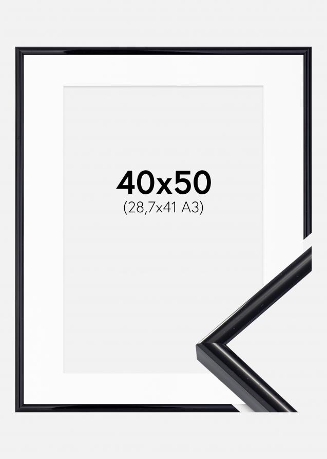 Cadre Victoria Noir 40x50 cm - Passe-partout Blanc 29,7x42 cm (A3)