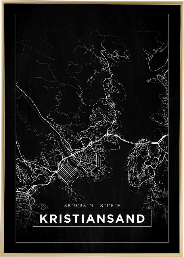 Map - Kristiansand - Black