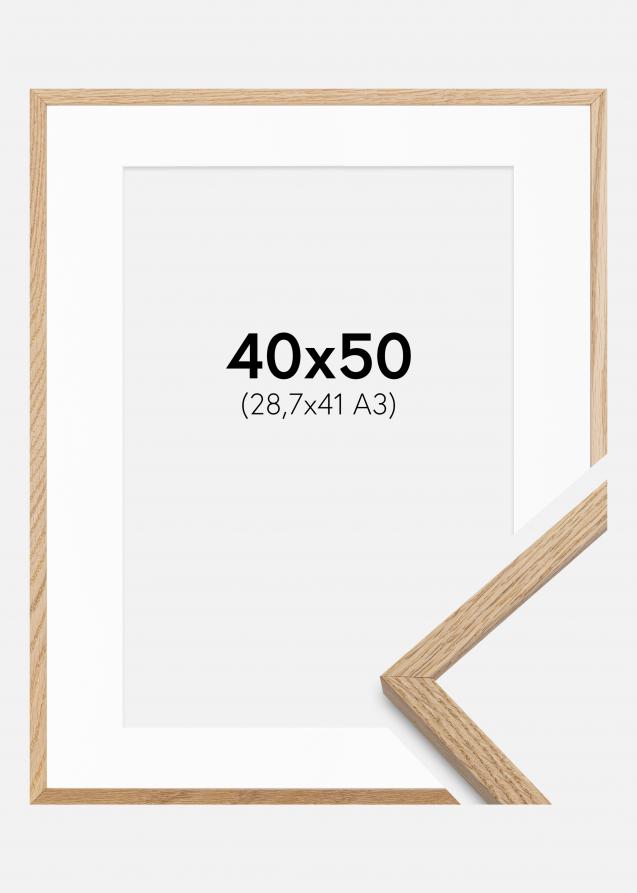 Cadre Oslo Chêne 40x50 cm - Passe-partout Blanc 29,7x42 cm (A3)