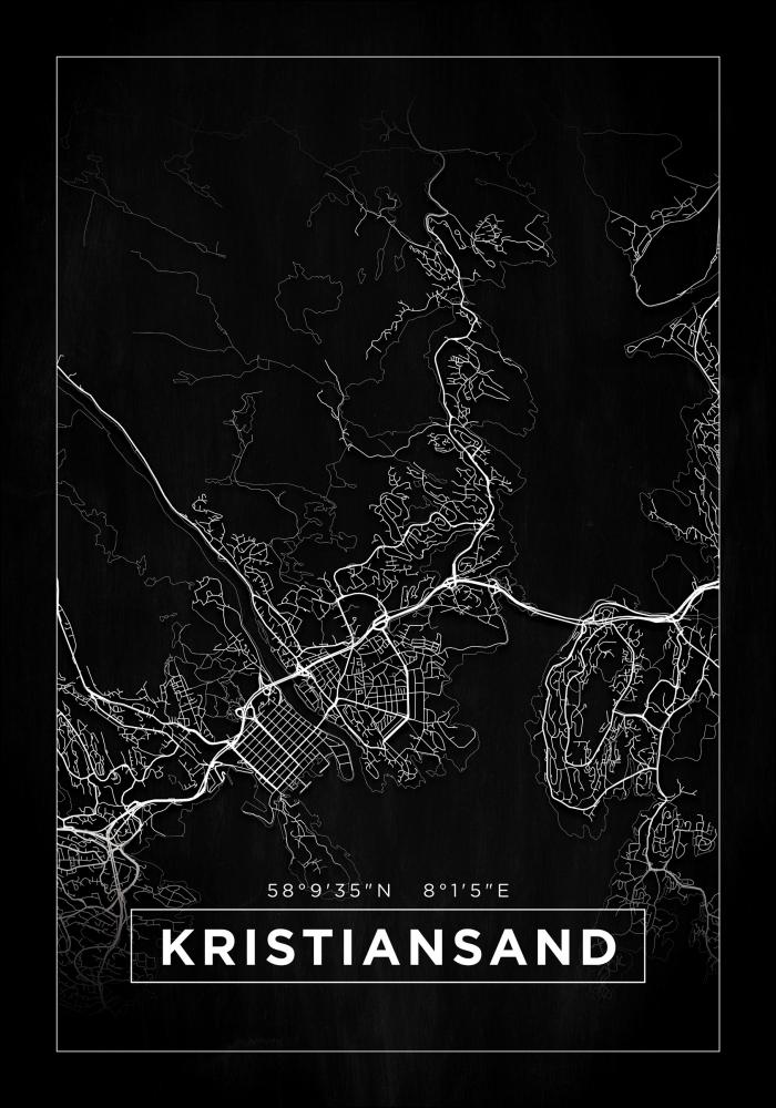 Map - Kristiansand - Black
