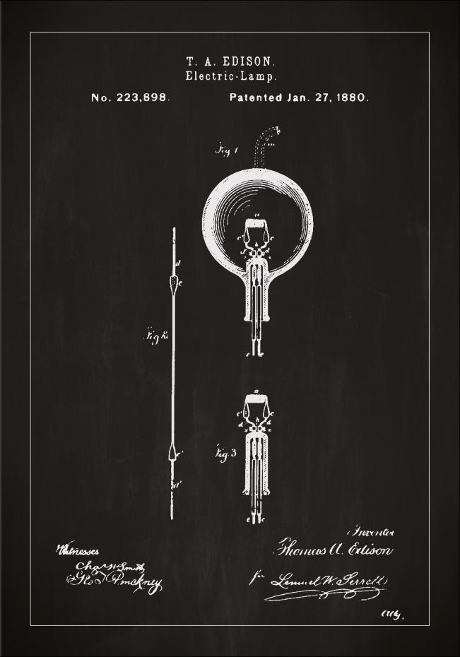 Dessin de brevet - Ampoule  incandescence B - Noir Poster