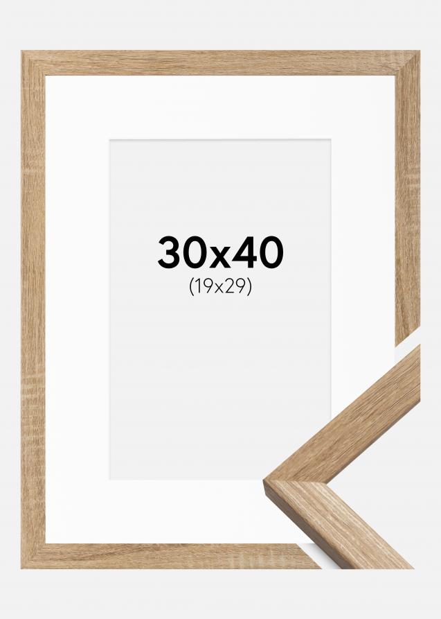 Cadre Fiorito Chêne Clair 30x40 cm - Passe-partout Blanc 20x30 cm