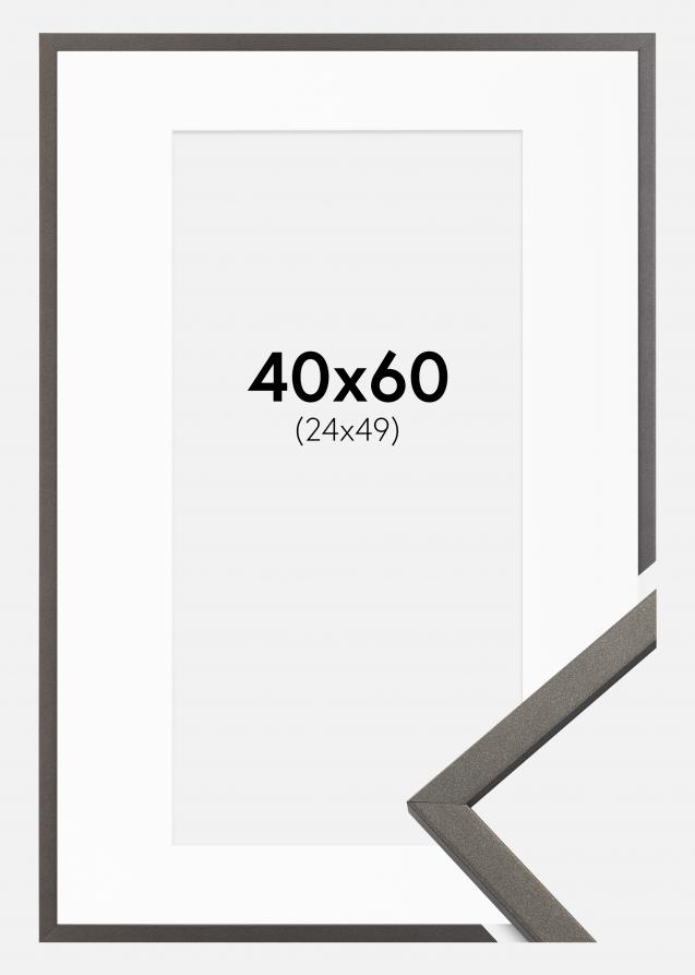 Cadre Edsbyn Graphite 40x60 cm - Passe-partout Blanc 25x50 cm