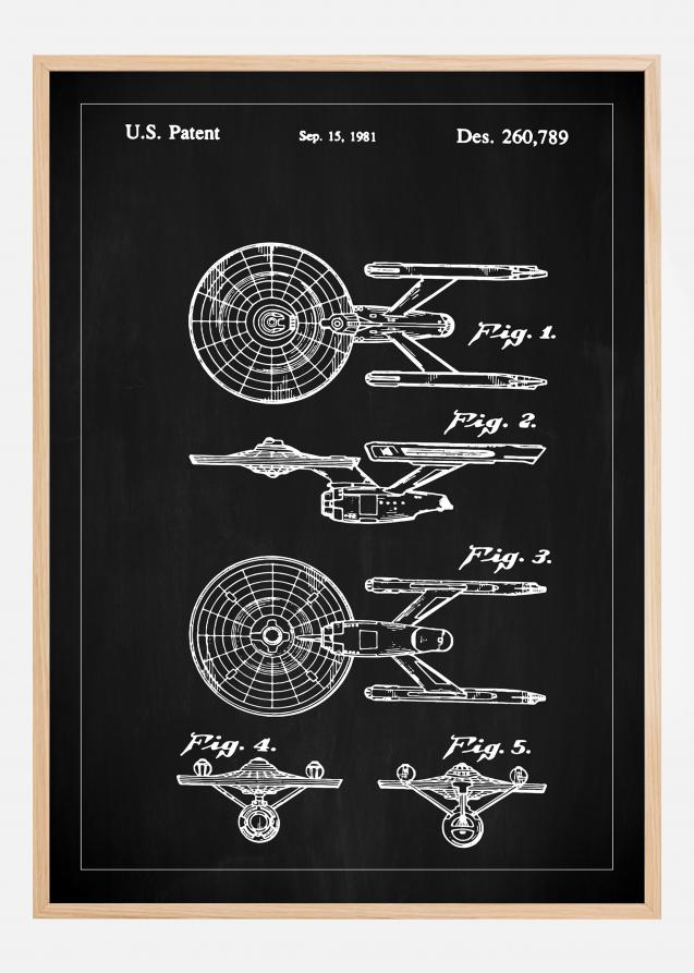 Dessin de brevet - Star Trek - USS Enterprise - Noir Poster