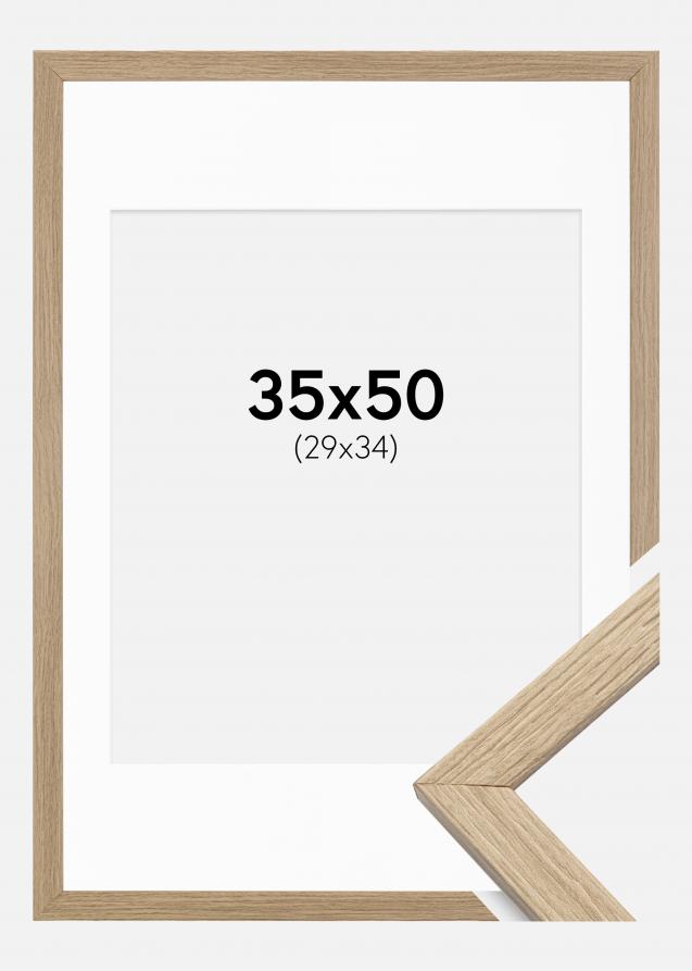 Cadre Stilren Verre acrylique Chêne 35x50 cm - Passe-partout Blanc 30x35 cm