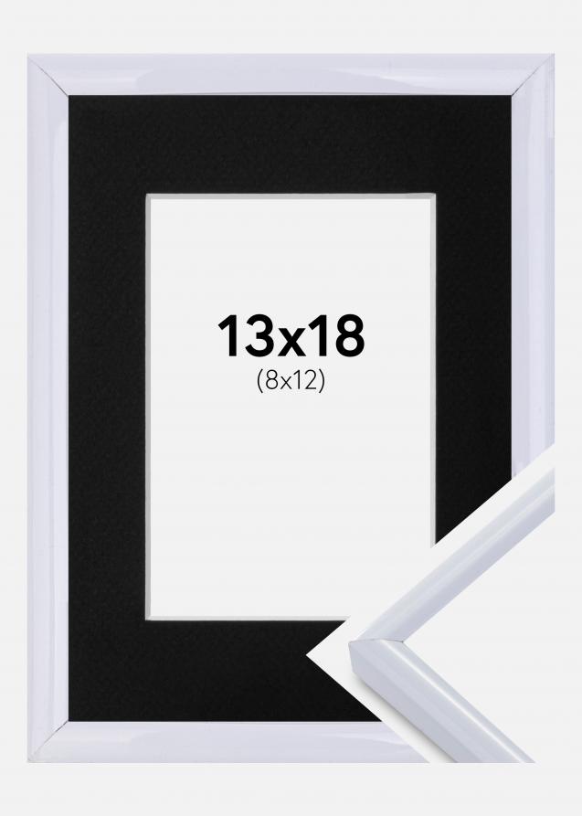 Cadre Victoria Blanc 13x18 cm - Passe-partout Noir 9x13 cm