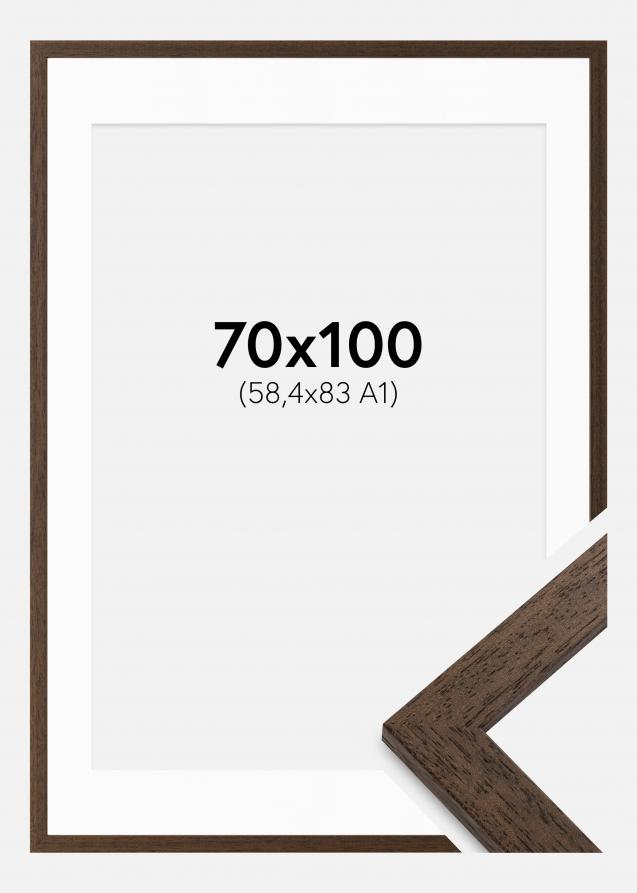 Cadre Brown Wood 70x100 cm - Passe-partout Blanc 59,4x84 cm (A1)