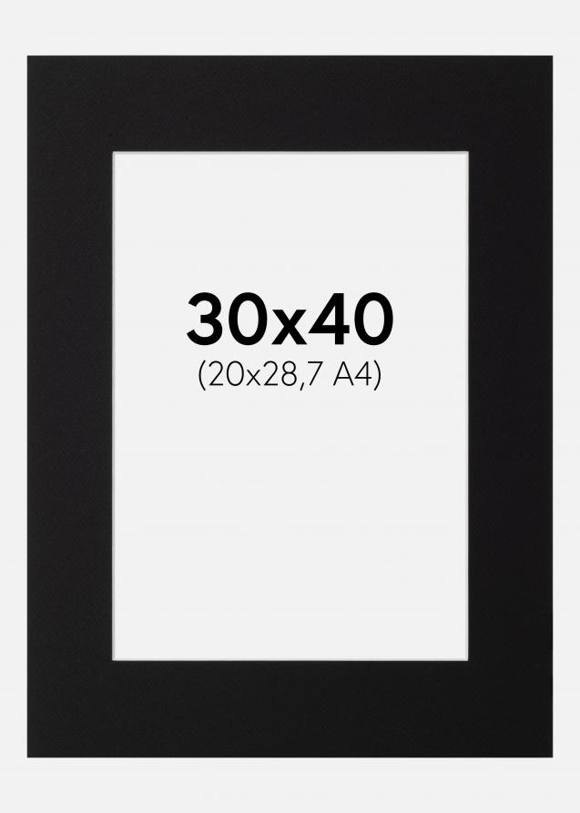 Passe-partout Noir Standard (noyau blanc) 30x40 cm (20x28,7 - A4)