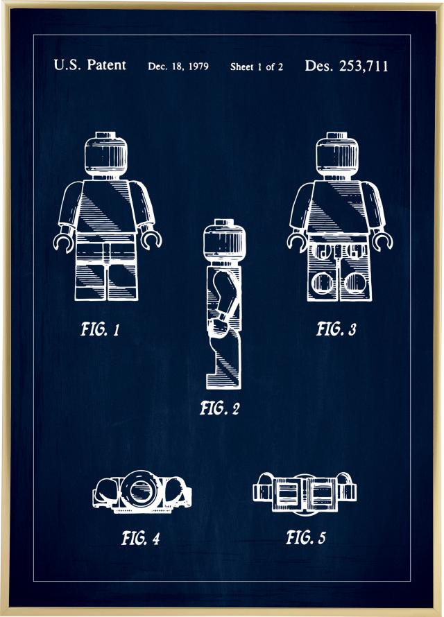 Dessin de brevet - Lego I - Bleu Poster