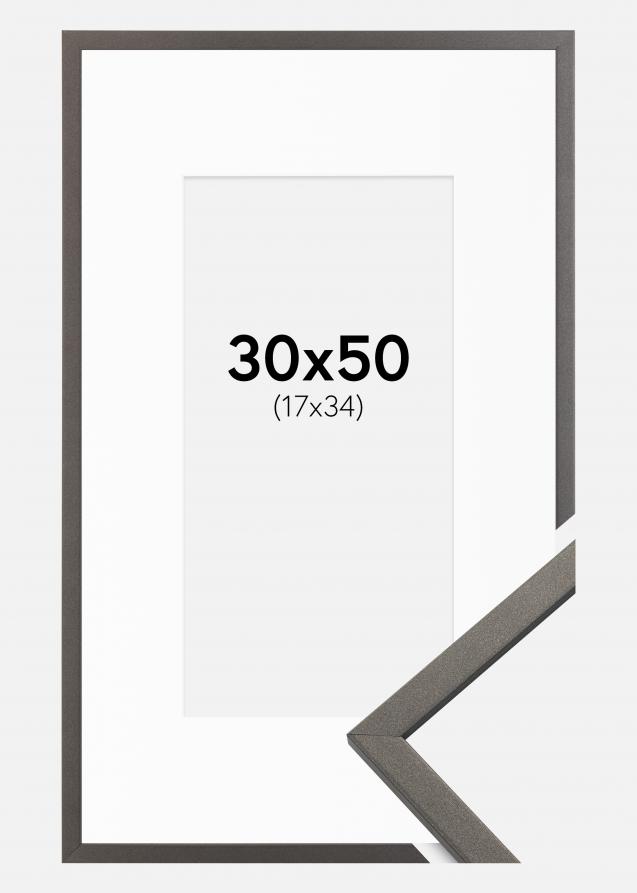 Cadre Edsbyn Graphite 30x50 cm - Passe-partout Blanc 18x35 cm
