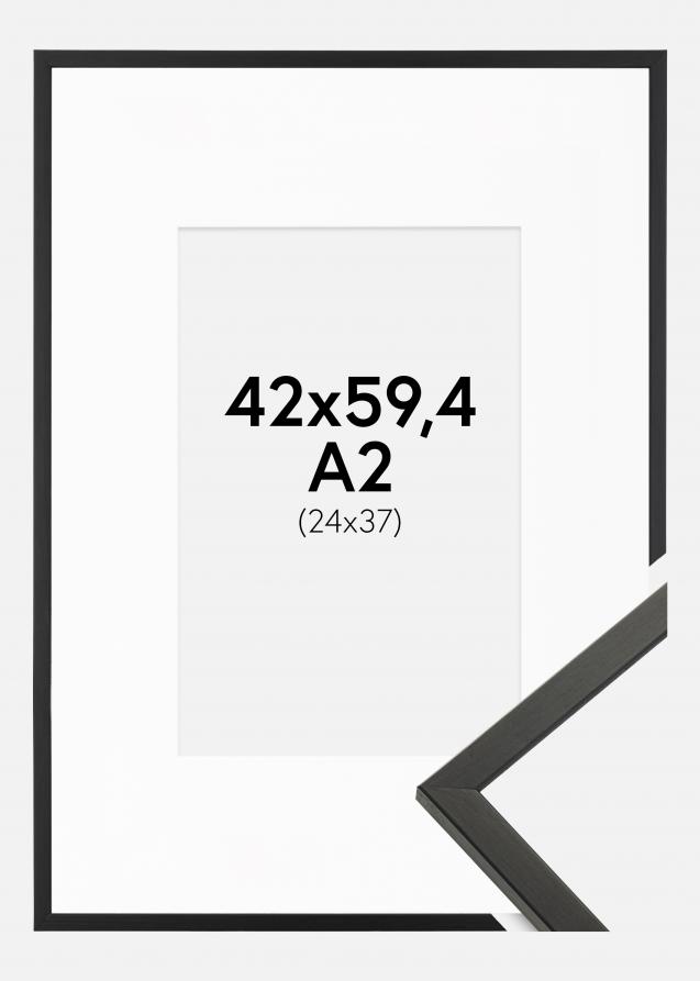 Cadre Galant Noir 42x59,4 cm (A2) - Passe-partout Blanc 25x38 cm