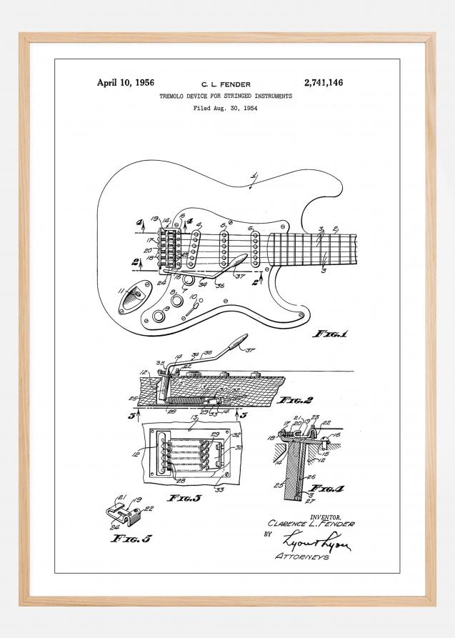 Patent Print - Tremolo Device - White Poster