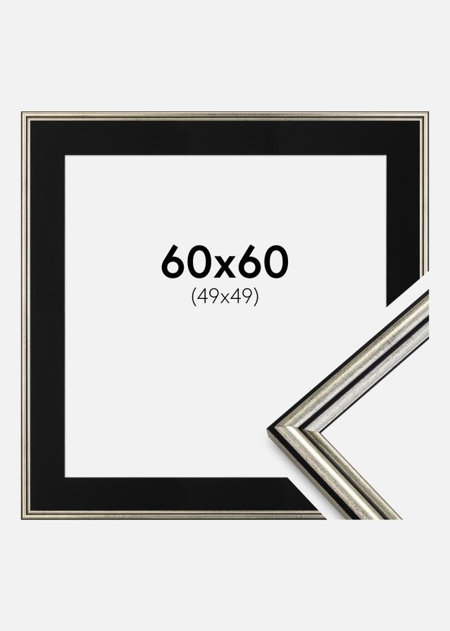 Cadre Horndal Argent 60x60 cm - Passe-partout Noir 50x50 cm