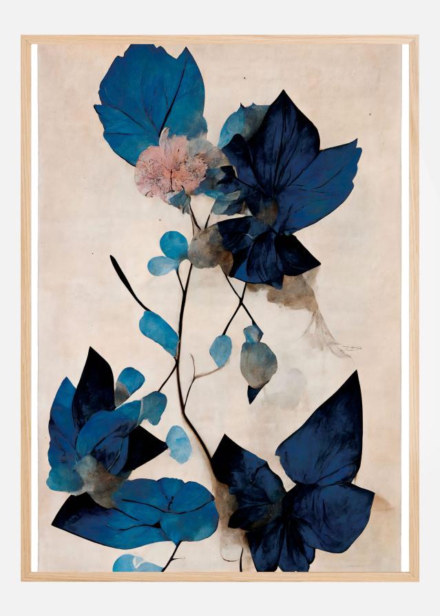 Blue Dry Flowers Poster