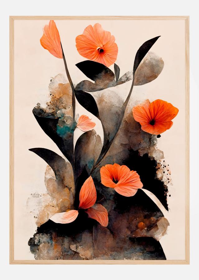 Coral Flowers Poster