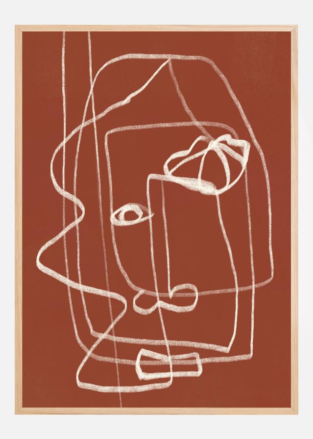 Line art abstract portrait terracotta 03 Poster