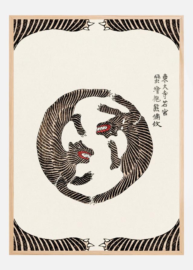 Woodblock Tigers From Yatsuo No Tsubaki (Creative ed.)) Poster